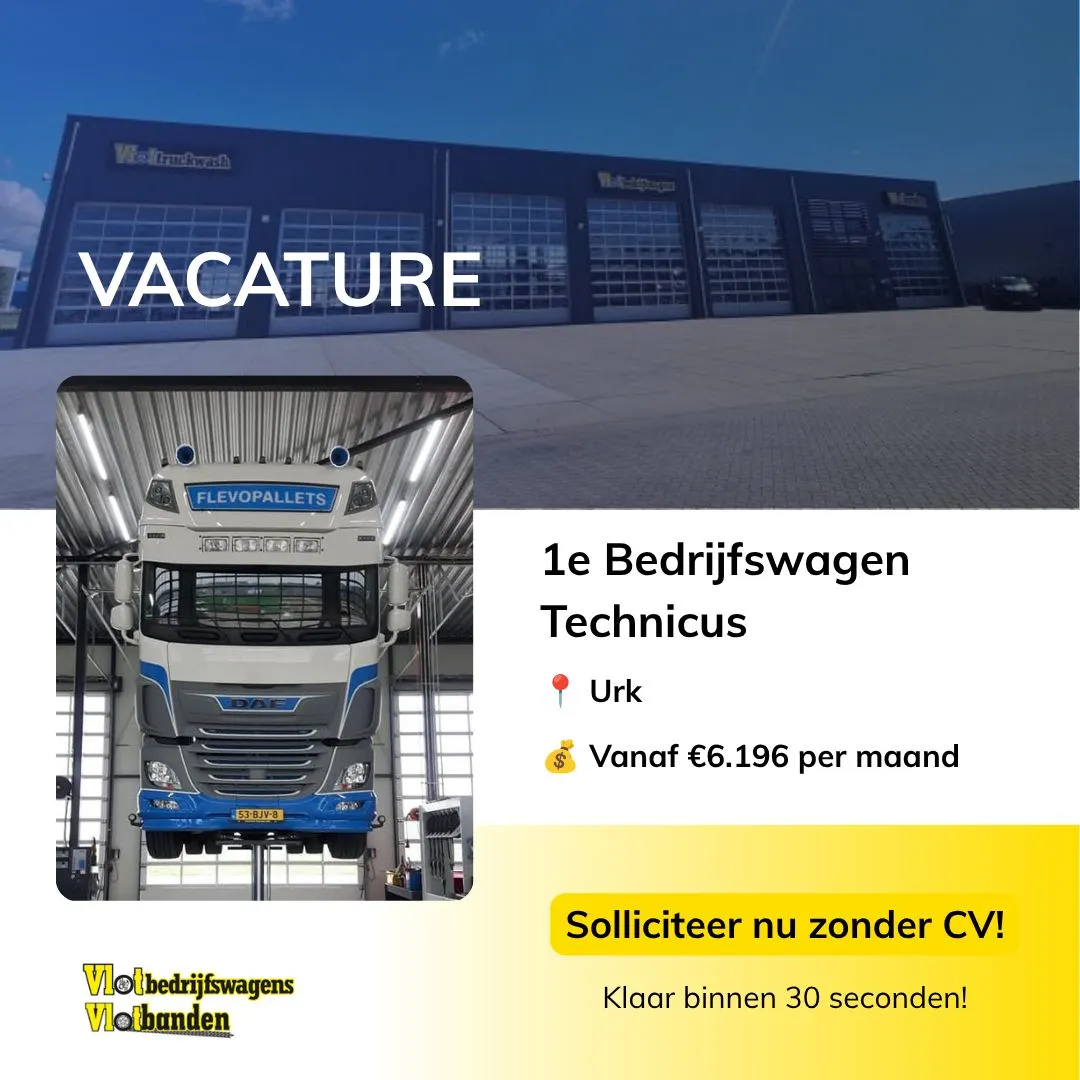 Vacature 1e Bedrijfswagen Technicus bij Vlot Bedrijfswagens op Urk, vanaf € 6.196 per maand
